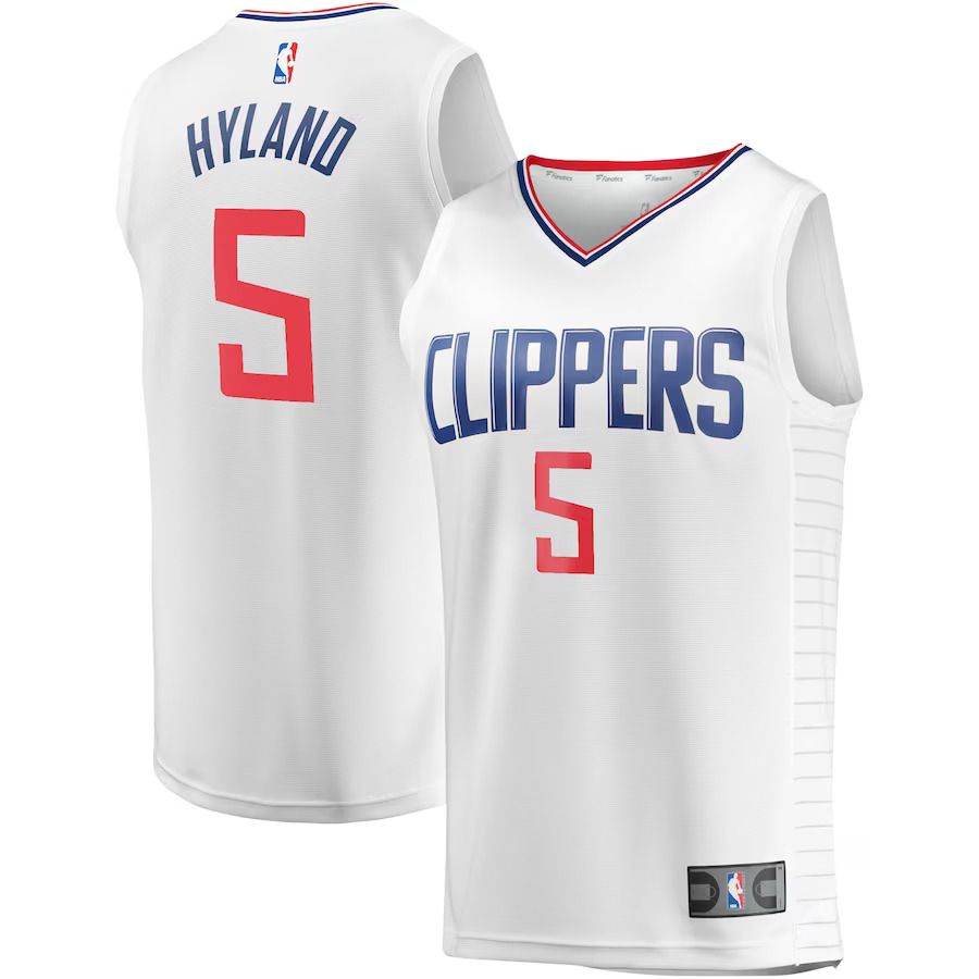 Men Los Angeles Clippers #5 Bones Hyland Fanatics Branded White Fast Break Player NBA Jersey->youth nba jersey->Youth Jersey